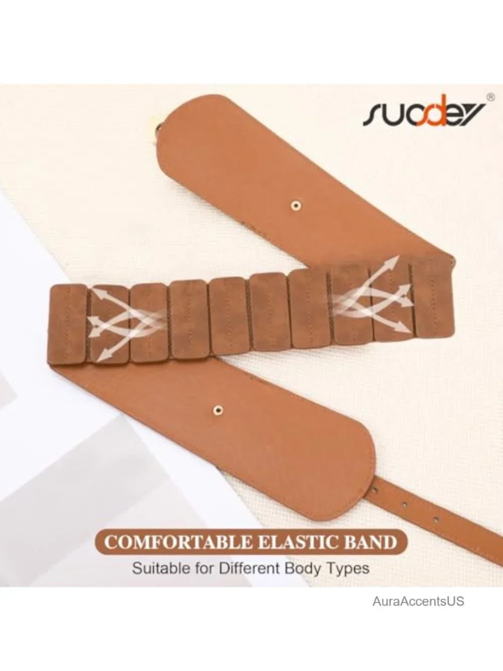 Womens Wide Elastic Waist Belt Stretch Cinch Belt PU Leather